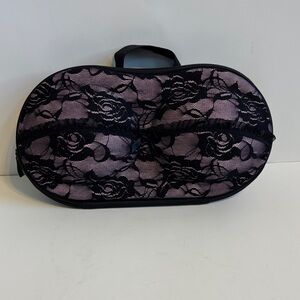 FINAL! Elegant Black and Pink Lace Women's Purse Bra Travel Storage Bag